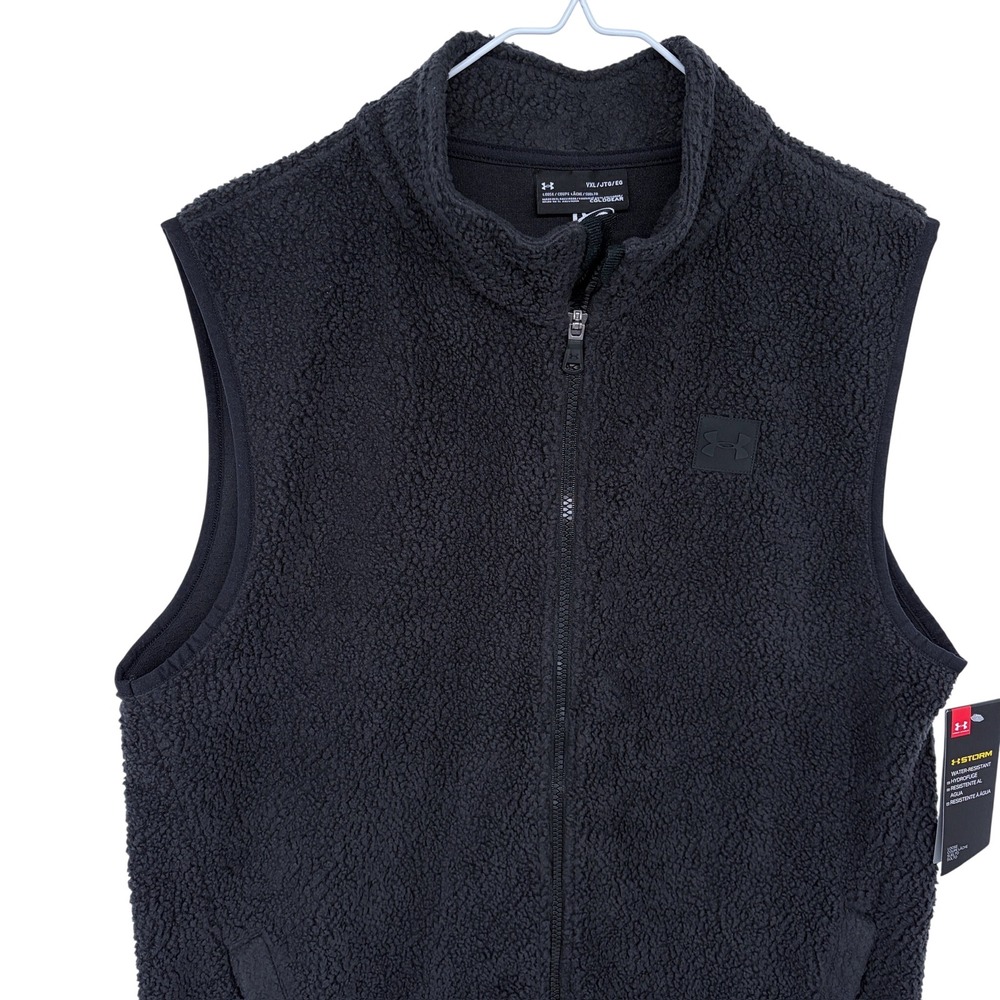 NEW Under‎ Armour Sherpa Fleece Full Zip Vest Black YXL Men's Med Storm Coldgear